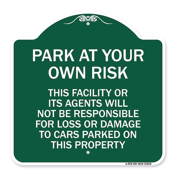 This Facility or Its Agents Will Not Be Responsible for Loss or Damage to Cars Parked, GW-1818-22818